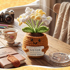 Wavwavw Sister Gifts Handmade Crochet Doll with Card Crochet Present for Sisters Sis Big Little Sister Birthday Wedding Home Decor(Yellow Myosotis)