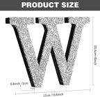 Qunclay 8'' Silver Crystal Diamond Bling Letters Crushed Diamond Decoration Wooden Glitter Letter with Screw and Hooks Rhinestone Gift for Wedding Y2k Mcbling Bedroom Wall Decor (Letter W)