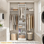 48" Closet Organizer System, 4FT Closet System for Small Closets with 4 Hanging Rods & 3 Shelves, 80"H Small Closet Organizers and Storage for Bedrooms, Cloakrooms, White