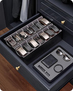 Lolalet 7 Compartments Belt Organizer, PU Leather Belt Storage with Soft Lining, Extra-Wide Slots for Men and Women, Fits Drawer, Closet & Entryway Cabinet -1 Pack, Black