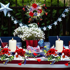 4 PCS Mini Patriotic American Cabinet Wreaths Small Red White and Blue Floral Wreath for Front Door with Ribbon Roses Daisy Forsythia July Independence Day Hanging Wreath for Porch Wall Window Decor