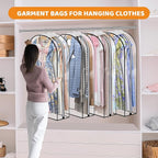 4 Pack Clear Garment Bags with Side Zipper, 60" Clothes Covers with 10" Gusset, Transparent Hanging Suit & Coat Covers for Closet Storage, Jackets, Dresses, Windbreakers