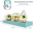 Sorbus Floating Shelves for Wall – 16 Inch Floating Shelf for Kitchen, Bedroom, Living Room, Bathroom, Home & Wall Decor - Mounted Bathroom Shelves with Invisible Brackets (Breezy Blue, 3 Pack)