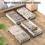 Under Bed Storage Containers with Wheels Large Underbed Shoes Blankets Clothes Toy Storage Drawers for College Dorms Bedrooms Nursery Rooms Organization (White 2 Pack, 7.5in height(36"x16.6"x7.48"))