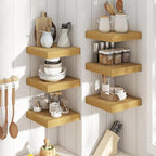 12 Inch Square Floating Shelves for Wall 2 Pack, 12"D Wood Grain Bathroom Shelves with Invisible Brackets, Easy Install Engineered Wood Storage Shelves for Kitchen, Living Room, Bedroom, Oak Finish