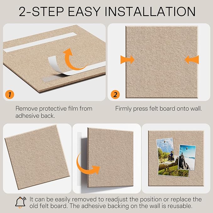 MaxGear Large Cork Board for Wall 36" x 24", Tan Bulletin Board, 6 Pack Felt Wall Tiles with Pushpins, Cork Boards for Office Pin Board Tack Board Cork Boards
