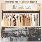 EAGMAK Heavy Duty Clothes Rack Load 420 LBS, Rolling Garment Rack with Lockable Wheels, Standing Metal Clothing Rack with Shelves, Portable Wardrobe Sturdy Coat Rack for Hanging Clothes (Black)