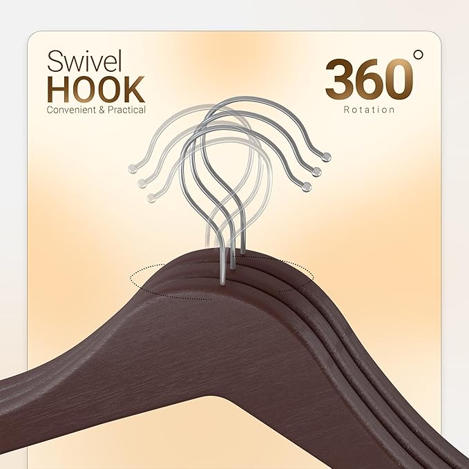 Utopia Home Premium Wooden Hangers 20 Pack - Durable & Slim Coat Hanger - Suit Hanger with 360-Degree Rotatable Hook - Wood Hangers with Shoulder Grooves (Vintage Color)