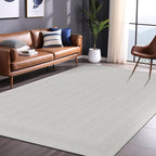 Micro Loop Indoor Rug White 5x7 Boho Geometric Neutral Area Rugs for Living Room Soft Luxury Modern Low and High Pile Durable Stain Resistant Non-Shedding Indoor Area Carpet 5 x 7