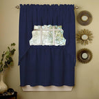 Sweet Home Collection 5 Pc Kitchen Curtain Set-Valance Swag Choice of 24" or 36" Tier Pair, Ribcord Navy