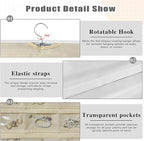 Hanging Jewelry Organizer Storage, 40 Pockets 36 Hooks Necklace Earring Bracelet Ring Organizer, Double - Sided Design, White and Beige