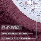 OLANLY Burgundy Round Rugs for Bedroom - Machine Washable, 3 ft Circle Area Rugs for Living Room, Soft and Fluffy Shaggy Carpet for Teen Girls and Boys, Nursery Rooms, Dorms, Home Decor Aesthetic