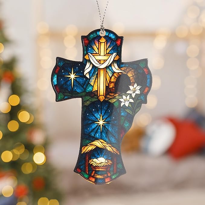 Nativity Cross Christmas Ornament 2026, Christian Christmas Ornaments Religious Gift, Cross Christmas Tree Decor, Nativity Scene Ornament Easter Faith Decor