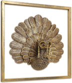 Animal Heads Wall Decor ( Includes Metal Frame) Christmas Indoor Decor Resin Animals Sculptures Head Wall Hanging Thanksgiving Decoration Gold vintage Wall Sculpture for Living Room Bedroom Office(Turkey)