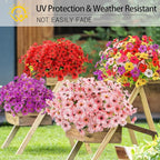 MACTING Artificial Flowers for Outdoors 6 Bundles Fake Spring Flowers UV Resistant No Fade Faux Plastic Flowers for Hanging Planters Window Patio Porch Yard Garden Indoor Outside Decoration,Pink