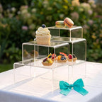 Hedume Set of 9 Clear Acrylic Display Risers for Figures, Buffets, Cupcakes and Jewelry Display Stands