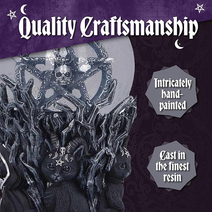 Nemesis Now Cult Cuties Circle of Mischief Snow Globe - Gothic Halloween Decor Indoor Figurine, Hand-Painted Resin Base, Glass Globe with Star Glitter, for Mom, Dark Fantasy Lovers