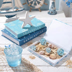 Thyle Summer Fake Decorative Books Set Wooden Starfish Table Signs Beach House Decor Faux Ocean Decoration Books for Farmhouse Coastal Summer Living Room Bedroom Office Bookshelf Decor