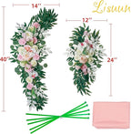 Lisuun Wedding Arch Flowers, Artificial Flowers for Decoration, 2pcs Flower Swag and 1 pcs Semi-Sheer Chiffon Table Runner Swag for Beautiful Dream Wedding Ceremony Floral Decor - Pack of 3