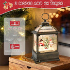 Christmas Snow Globe Lantern with Snowmen 8 Music Songs & 6H Timer Water Snow Globe Lantern USB & Battery Operated for Christmas Festival Decorations Gifts (Two Snowmen)
