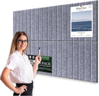 Large Cork Bulletin Board for Wall 36"x24", 6 Pack Felt Slat Wall Panel Tiles with 30 Pushpins, 25 Safe Removable Adhesive Tabs, Decorative Pin Board Tack Board for Office Home School