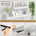 Fun Memories Floating Shelves 30 Inch, Wall Mounted Wood Shelf Set of 2, Farmhouse Decor for Bathroom, Bedroom, Kitchen, Living Room, White