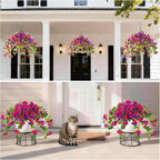 Homsunny Artificial Fake Flowers Plants for Outdoor Decoration, 2 Pcs Faux Silk Flower Bougainvillea Vines Look Real UV Resistant for Home Porch Patio Balcony Yard Spring Decor(Mix Purple)