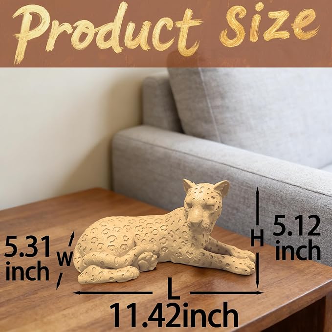 Cheetah Statue Home Decor Sculpture, Sitting Cheetah Desktop Ornament,Handmade with Resin,Office countertop Decoration,Suitable for Living Room, Dining Table, Bedroom