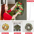 Clear Wreath Hanger Hooks, 15 in, 2 Pack Non Scratch Over The Door Hooks, Fall Halloween Christmas Decorations Indoor Outdoor, Welcome Sign for Front Door Decor