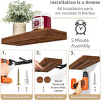 Sorbus Floating Shelves for Wall – 16 Inch Floating Shelf for Kitchen, Bedroom, Living Room, Bathroom, Home & Wall Decor - Mounted Bathroom Shelves with Invisible Brackets (Walnut, 4 Pack)