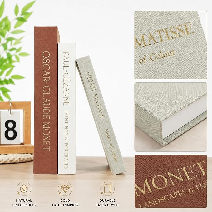 Decorative Books for Home Decor,Set of 3 Aesthetic Faux Books with Storage Box,Linen Fake Books for Coffee Table,Bookshelf & Mantle Decor,Modern Decorative Book Set(brown)