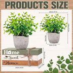 Wesiti 4 Pcs Spring Table Centerpieces with Fake Eucalyptus Pot Plant Home Sweet Home Decoration Farmhouse Tiered Tray Tabletop Decor Wooden Stack Book Block Sign for Desk Shelf Housewarming Gift