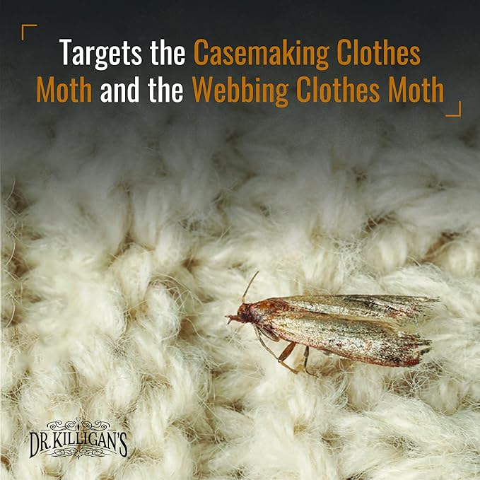 Dr. Killigan's Premium Clothing Moth Traps with Pheromones Prime | Non-Toxic Clothes Moth Trap with Lure for Closets & Carpet | Moth Treatment & Prevention | Case Making & Web Spinning (Black)