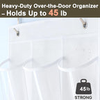 Over the Door Shoe Organizer - 2 Pack Shoe Rack for Door with 24 Pockets and Hooks, Shoe Holder Back of Door Organizers for Shoes, Hanging Shoe Organizer for Space Saving, White