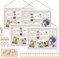 Teling 4 Pack Wood Bulletin Boards with Linen 12''x 16'' Cork Board for Walls with 90 Pushpin Decorative Wood Framed Display for School Office Home Decor (White)