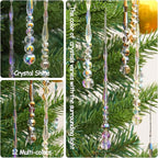 12pcs Crystal Icicle Christmas Tree Ornaments, Glass Beads Hanging Chandelier Pendants for Christmas Party Wedding Winter Decorations (Multicolor)