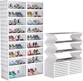 FAHKNS 9 Tier 36 Pair Folding Shoe Rack with Wheels and Magnetic Doors,Stackable Transparent Shoe Cabinet Shoe Organizer Storage for Closet Entryway Bedroom