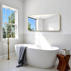 Gold Bathroom Mirror,24x48 inch Wall Mirror for Bathroom Wall Mounted,Round Rectangle Mirror for Bathroom Over Sink,Modern Frame for Home Decor Living Room,Bedroom Entryway,Horizontal/Vertical