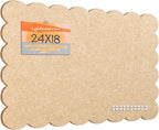 Lightomorrow Scalloped Bulletin Board, 24 x 18 Inches Felt Pin Board - Decorative Cork Alternative for Wall, Foldable Picture Self-Adhesive Vision Prayer Board with 20 Pushpins - Beige Brown