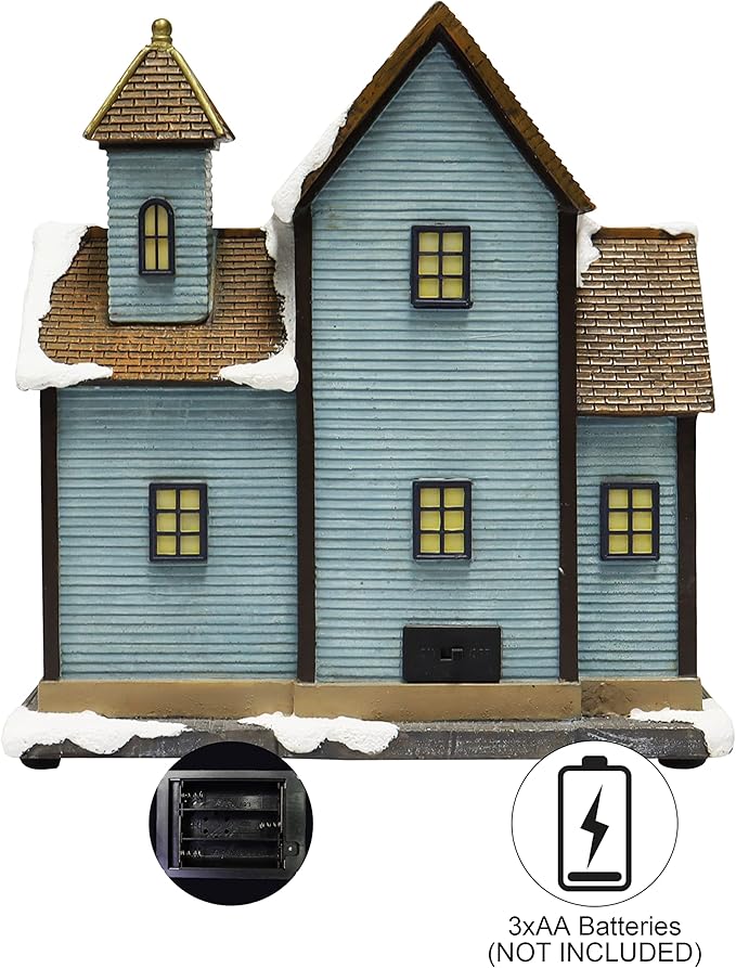 MOMENTS IN TIME Christmas Village Building, Bed and Breakfast with LED Lights - Battery Operated (not Included) (8.5" H x 8.3" W x 5.5" D)