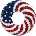 18Inch Patriotic Roses Wreath, 4th of July Summer Soft Touch Foam Roses Wreath for The Front Door, Handcrafted Memorial Day Artificial Flowers for Indoor and Outdoor