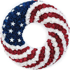 18Inch Patriotic Roses Wreath, 4th of July Summer Soft Touch Foam Roses Wreath for The Front Door, Handcrafted Memorial Day Artificial Flowers for Indoor and Outdoor