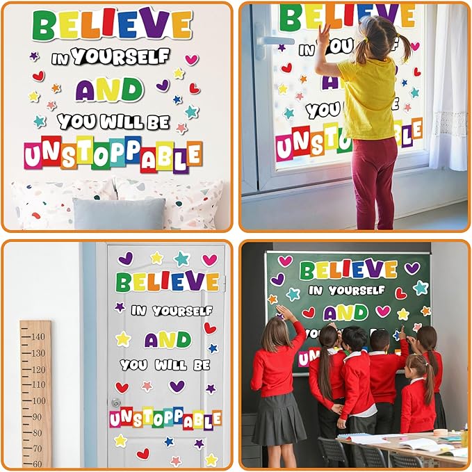 gisgfim Classroom Bulletin Board Decoration Set Colorful Classroom Decorations Wall or Door Decor for Kindergarten Preschool Elementary Middle School(Believe in Yourself You Will Be Unstoppable)
