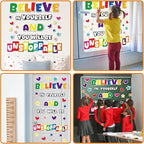gisgfim Classroom Bulletin Board Decoration Set Colorful Classroom Decorations Wall or Door Decor for Kindergarten Preschool Elementary Middle School(Believe in Yourself You Will Be Unstoppable)