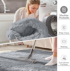 OLANLY 5x8 Machine Washable Large Area Rugs for Living Room, Bedroom, Soft Fluffy Shaggy Bedside Rug, Indoor Floor Carpet for Kids Girls and Boys, Dorms, Nursery, Home Decor, Silver Grey