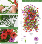 INQCMY 2Pcs Artificial Fake Hanging Flowers for Outdoors UV Resistant Artificial Plants for Spring Summer Decor Look Real Faux Flowers for Outside Home Planter Porch Patio Decor