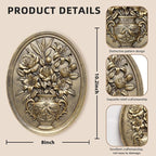 Newinhome Vintage Flower Wall Sculpture, Antique Wall Decor, Hand Painted Wall Decorations with Embossed Flower Design, Antique Pediment, Gold Decor for Living Room Bedroom Hallway, Unique Gifts