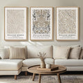 Framed Vintage William Morris Canvas Wall Art Set of 3, Large Neutral Floral Artwork Prints, Botanical Nature Aesthetic Wall Decor for Living Room, Bedroom, Hallway and Office, Total Size 30x60