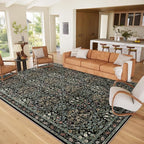 Traditional Design Vintage Floral Area Rug 9 x 12,Washable Area Rugs - Perfect for Living Room, Bedroom, Kids Room, Nursery - Stain & Water Resistant Non-Slip, Dining Room Decor