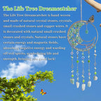 Tree of Life Dream Catcher Green Fluorite Dream Catcher Crystals for Windows Wall Decor with Healing Crystal Stone & Fluorite Crystal Dream Catchers for Adults for Bedroom Home Decor